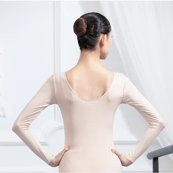 Ilgomis Rankovėmis Odos Spalvos Suaugusiųjų Baleto Triko Ballerina Bodysuit Merginos Kostiumas Baleto Triko Moterims Baleto Drabužiai