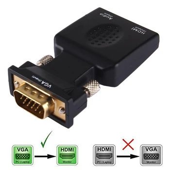 VGA į HDMI Konverteris 1080 P VGA į HDMI Adapteris su Vaizdo 1080P KOMPIUTERIO, Nešiojamojo kompiuterio į HDTV Projektorius