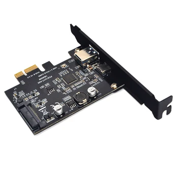 SuperSpeed USB 3.1 Tipas C + USB 3.0 PCI-Express Plėtros Kortelę Stove 15pin SATA Maitinimo Jungtis PCIE X1 Adapteris ASM3142 Mikroschemas