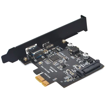SuperSpeed USB 3.1 Tipas C + USB 3.0 PCI-Express Plėtros Kortelę Stove 15pin SATA Maitinimo Jungtis PCIE X1 Adapteris ASM3142 Mikroschemas