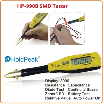 HoldPeak HP-990B Atsparumas Talpą, SMD Testeris, Matuoklis Multimetras Profesinės komponentas testeris Relafive Vertė Baterijos Testeris