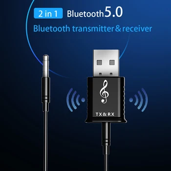 Bluetooth 5.0 Garso Siųstuvą, Imtuvą 2 in 1 USB Bluetooth Siųstuvą Mini 3,5 mm Stereo AUX TV PC Automobilių Belaidžio ryšio Adapteris