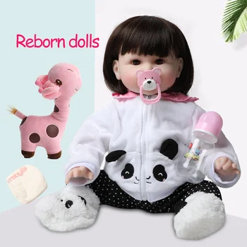 56CM 22inch Silikono Reborn Baby Lėlės Bamblys Bonecas Realus Baby Doll merginos Tikroviška drabužiai, lėlės su Žirafa Žaislai Dovana