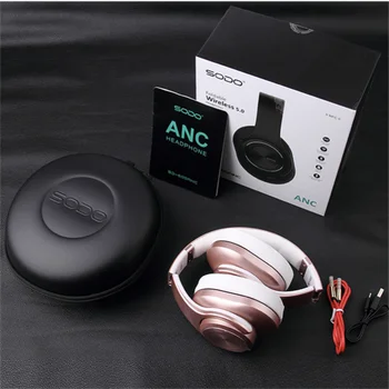 SODO ANC600 Bluetooth V5.0 Ausines Aktyvus Triukšmo Panaikinimo Ausinių, Sulankstomas HiFi Belaidė laisvų Rankų įranga Per ausis su mikrofonu
