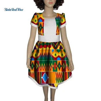 Naujų Mergaičių Kratinys Nėrinių Spausdinti Suknelė heidi bazin Riche Vaikai Vaikai Suknelė Užsakymą Drabužių Plius Dydis Afrikos Dizaino Drabužių WYT184