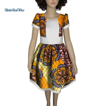 Naujų Mergaičių Kratinys Nėrinių Spausdinti Suknelė heidi bazin Riche Vaikai Vaikai Suknelė Užsakymą Drabužių Plius Dydis Afrikos Dizaino Drabužių WYT184