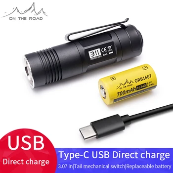 KELYJE 311 Tipas-C USB DirectCharge LED Žibintuvėlis USB Įkraunamas Žibintuvėlis EDC miniTorch keychain UltraBright MicroTorch
