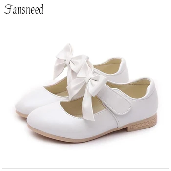 Pavasarį ir autumn2020 oda merginos princesė batai vaikams bowknot nauji maži balti bateliai