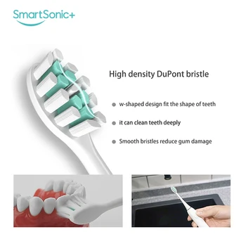 SmartSonic Žodžiu Garsinės Elektros dantų šepetėlį Vandeniui Ultragarsinis Automatinio USB Įkrovimo su 