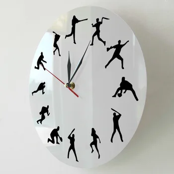 Beisbolo Laiko Sieninis Laikrodis Beisbolo Žaidėjų, Skirtingų Kelia Minimalistinio Dizaino Namų Dekoro Modernus Sieninis Laikrodis Beisbolo Mėgėjams Dovana