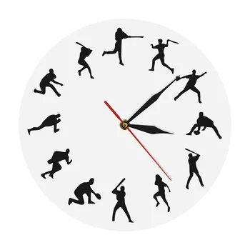 Beisbolo Laiko Sieninis Laikrodis Beisbolo Žaidėjų, Skirtingų Kelia Minimalistinio Dizaino Namų Dekoro Modernus Sieninis Laikrodis Beisbolo Mėgėjams Dovana