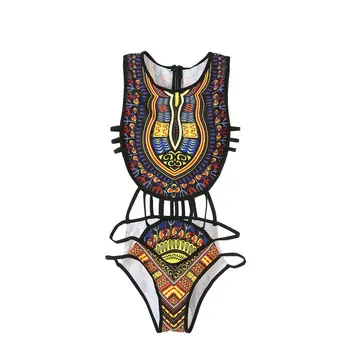 Naują Išvaizdą Bikini Afrikos Spausdinti Genčių Stiliaus Viršaus Nuosėdos Etninės Dizaino Paplūdimio Maudymosi Kostiumėlį, Maudymosi Kostiumėliai Moterims, Moterų Bikini Komplektas