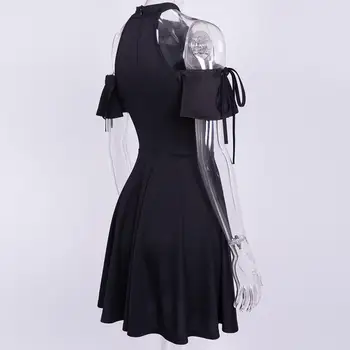 MISSKY 2020 Naujas Vasaros Suknelė Moterims Tuščiaviduriai Iš Crescent Moon Jungiamąją Black Dress Helovinas Kostiumas Moterų Drabužiai