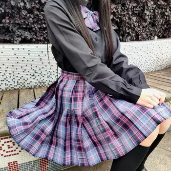 Žaidimų mergina tiktų pledas sijonas moteris studentų marškinėliai kolegija stiliaus sijonas Japonijos klostuotas sijonas mini sijonas jupe plissee femme