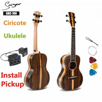 Havajų 23 Colių Ciricote Mini Elektrinis Akustinis Koncertas Kelionės Gitara 4 Stygos Ukelele Guitarra Įdiegti Pikapas Retro Matt