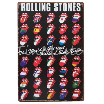 Garsaus Rolling Stones Rock n Roll Band Alavo Metalo Pasirašyti Sienos Meno Plakatas Dekoro Derliaus Įspėjimo Iškaba Sienos Kabo Lipdukai