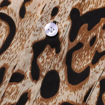 Vyriški Marškiniai, Leopardas Spausdinti Krūtinės Kišenėje Pasukite Žemyn Apykaklės Trumpas Rankovės Prarasti Seksualus Streetwear Marškinėliai chemise homme havajų marškinėliai