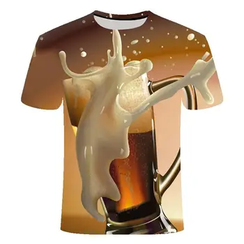 2020 naujas hip-hop vyriški t-shirt 3D spausdinimo vyrų mėsainiai alaus butelis pokerio t-shirt kvėpuojantis, greitai džiūstantys trumpi marškinėliai mados cas