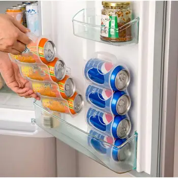 Nauja Buitiniai Šaldytuvai Ranka Traukti Skardinės Protingas Apdailos Rack 4 Tinklelis Talpinimo Virtuvės Skaidraus Plastiko Saugojimo Dėžutė