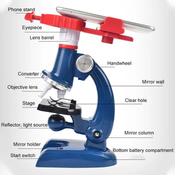 1200X Monokuliariniai Biologinį Mikroskopą, Nustatyti, Mokslo, Švietimo, Studentų, Vaikams, Vaikų Lab Optiniai Prietaisai su Telefono Turėtojas