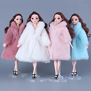 Bjd Doll Drabužius 30cm Mados Spalvotų Pliušinis Kailis Baby Girl Drabužiai, Lėlės, Aksesuarai, Apranga, Suknelė Žaislai Mergaitėms 