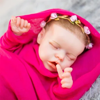 17inch Apie 43cm Atgimsta Lėlės Uždaryti Akis Sleepping Sweet Baby Tikroviška Nekilnojamojo Touch Visą Silikono Todderl Mergina Kūdikis Su širdies Plakimas