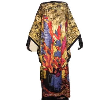 Suknelės Ilgis 130cm x 130 cm tradiciniai Spausdinti Šilko kaftan moterų Maxi suknelės batwing Rankovės Visas ilgis Bohemijos suknelė