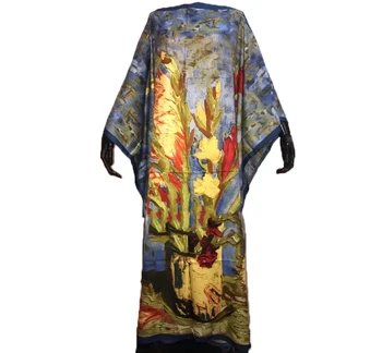 Suknelės Ilgis 130cm x 130 cm tradiciniai Spausdinti Šilko kaftan moterų Maxi suknelės batwing Rankovės Visas ilgis Bohemijos suknelė