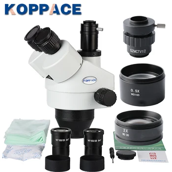 KOPPACE 10MP Pramonės Mikroskopo vaizdo Kamera,Trinokulinis Mobiliųjų Telefonų Remontas, Mikroskopu 3,5 X-90X 144 LED Šviesos Žiedas USB 3.0