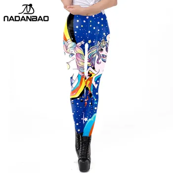 NADANBAO 2021 Galaxy Moterų Antblauzdžiai 3D Kawaii Vienaragis Spausdinti Leggin Treniruotės Moterų Fitneso Legging Plius Dydis Leggins