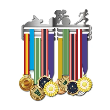 Nerūdijančio plieno Triatlonas medalis pakaba su 3 kabinti barai, Sporto medalis pakaba Medalio savininkas paspaudę 36+ medaliai