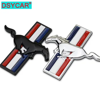 DSYCAR 1Pcs 3D Metalo Mustang Automobilio Pusės Sparnas Galinis Kamieno Logotipas Ženklelis Lipdukas Lipdukai Ford Mustang