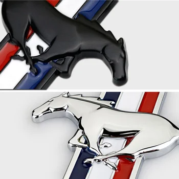 DSYCAR 1Pcs 3D Metalo Mustang Automobilio Pusės Sparnas Galinis Kamieno Logotipas Ženklelis Lipdukas Lipdukai Ford Mustang