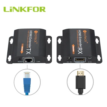 LiNKFOR HDMI Extender 1080P 60m HDMI Ilgintuvai HDMI Kartotuvo Per Vieną Cat 6, Cat 7 Ethernet Kabeliai Su infraraudonųjų SPINDULIŲ Funkcija RX/TX
