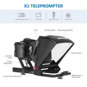 Neewer Mini Nešiojamas Teleprompter Išmanųjį telefoną Artefaktas Video + Nuotolinio Valdymo pultas, 
