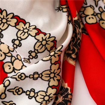 Naujas 2019 Moterų Ispanija Prabangos Prekės Apskritimo Grandinės Viskozė Šalikas Hijab Wrap Raudonas Kutas Skaros Lankelis Musulmonišką Hidžabą Sjaal 180*100Cm