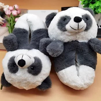 Panda Patalpų Šlepetės Specialus pasiūlymas užsakymą šiltą žiemos mylėtojai namų šlepetės storio sunku apačioje batai ant grindų mėgėjams batai
