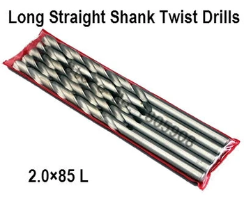 Nemokamas Pristatymas Naujos Prekės Naujos 10vnt 2.0 mm Extra Ilga 85mm HSS Twist Drill Straigth Karka Sraigės Gręžimo Tiek ,grąžtai, metalo