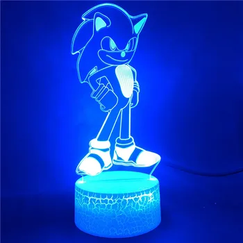 LED Nakties Šviesos 3D Sonic The Hedgehog Animaciją Žaidimas naktinė lempa 16 Spalva Pakeisti Nuotolinio Valdymo pulto Lempa Vaikams Atostogų Dovanų Karšto