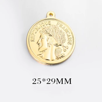 4PCS 25*29MM 20*23 MM 24K Aukso Spalvos Bronzos Karalienė Anglijos Moneta Pakabukai Karolius, 