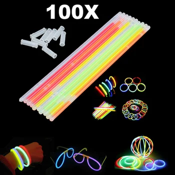 100 Vnt Kalėdų Vakarėlį Neon Glowstick Light Stick Vaikai Juokinga Glow Stick Žaislai Švyti Tamsoje Liuminescencinės Apyrankę Žaislas Vaikams