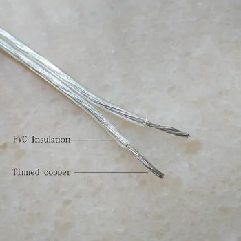 Skaidrios 2*0,5 mm 2pin lygiagrečiai elektros laidus kabelio Apšvietimo lempos elektros laidais pakabukas apšvietimo maitinimo kabelis