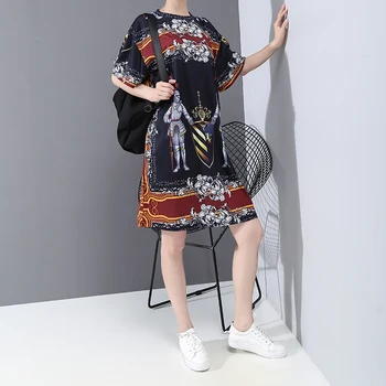 Naujas Korėjos Stiliaus Moteris Vasaros Spausdinti Tiesiai Paplūdimio Suknelė Animacinių Filmų Plius Dydis Ponios Mielas Atsitiktinis Suknelė Stilių, Midi Skraiste Femme 6000
