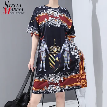 Naujas Korėjos Stiliaus Moteris Vasaros Spausdinti Tiesiai Paplūdimio Suknelė Animacinių Filmų Plius Dydis Ponios Mielas Atsitiktinis Suknelė Stilių, Midi Skraiste Femme 6000