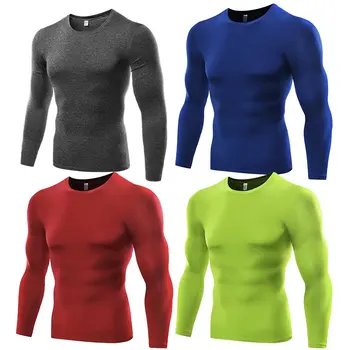 Vyrai Suspaudimo Pagal Pagrindo Sluoksnis Top ilgomis Rankovėmis Triko Sporto Bėgimo marškinėliai CY1 Naujas 2019