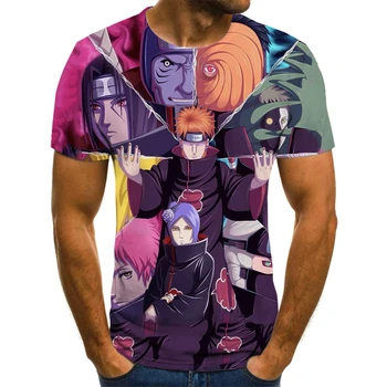 Anime Harajuku vyriški marškinėliai vyriški Naruto Tema Top Anime 3DT-Marškinėliai Vasaros Mados Berniukai Drabužių Streetwear Didelis Dydis