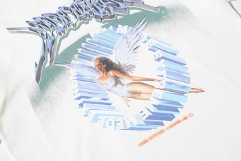 ELKMU ilgomis Rankovėmis Tees Marškinėliai Kūrybos 3D Angelas Spausdinti Streetwear Hip-Hop Atsitiktinis Palaidų Tshirts Vyrų Mados Viršūnes Medvilnės HE141