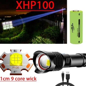 XHP100 Didelis Galingas LED Žibintuvėlis, Žibintuvėlis Įkraunamas 18650 Taktinis Žibintuvėlis USB Power Xhp90 Xhp70 Xhp50 Medžioklės Blykstė