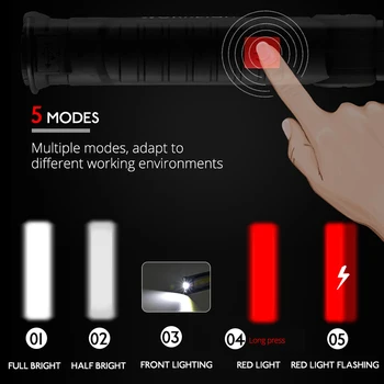 USB Įkraunamas Žibintuvėlis Žibintuvėlis su įmontuota Baterija Nustatyti Daugiafunkcinis Karinės COB LED Žibintuvėlis Kempingas Magnetinio Fakelas