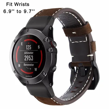 26mm Lengvai Tilptų natūralios Odos Watchband Garmin Fenix 3/3 HR/5X/5X Plius Watch Band Greito Atleidimo Dirželis Plieno Apyrankės Užsegimas